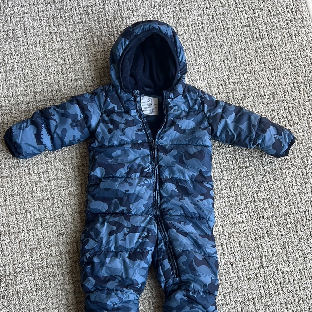 Blue Camouflage Hooded Snowsuit